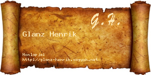 Glanz Henrik névjegykártya
